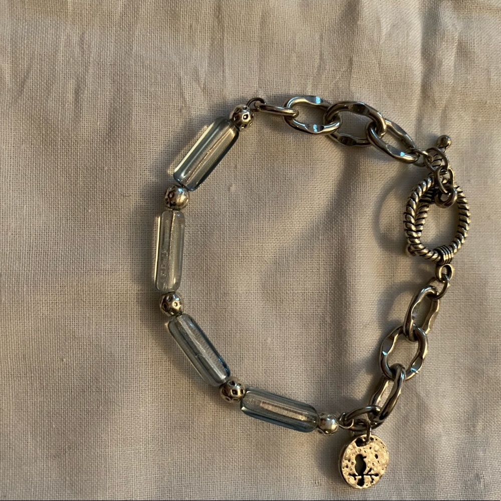 Silver and clear beaded bracelet